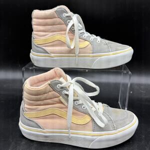 Vans off the Wall High Top Sneakers Missy Size 2 Pink Gray Casual School